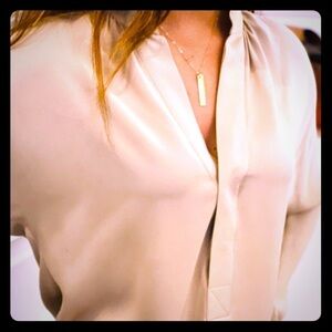 Ralph Lauren long- sleeve Tan Silk Blouse